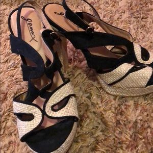 Jonax beige and black heeled sandals